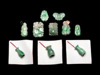 10 Chinese Apple Green and Pale Celadon Jadeite Jewelry