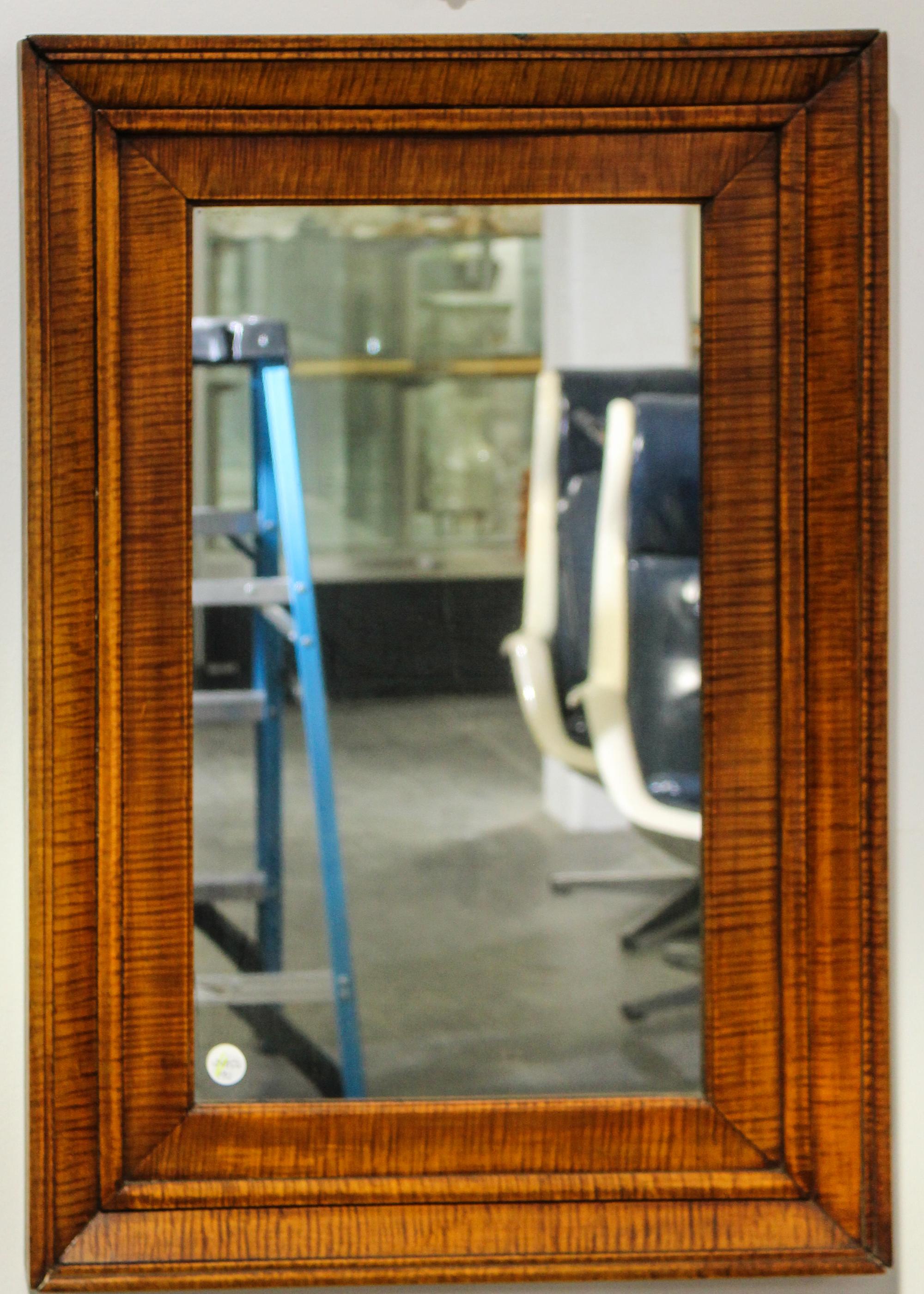 An American Tiger Maple Mirror Height 33 1/2 x width 23 1/4 inches. — 19TH CENTURY