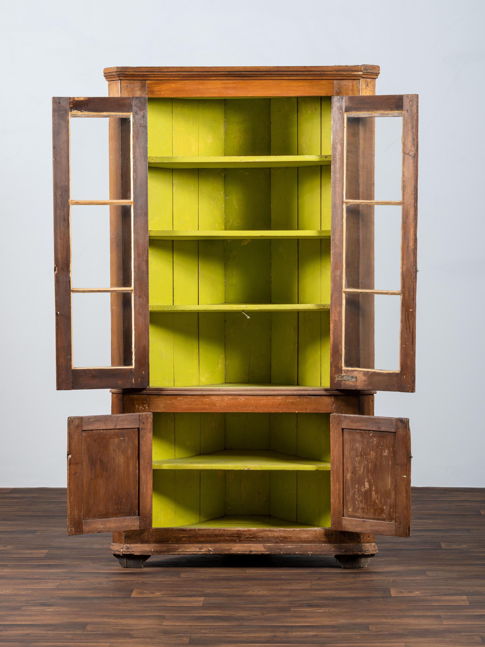 AWAITING DONATION - A Federal Cherrywood Corner Cupboard