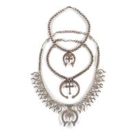 Navajo Sand Cast Silver and Turquoise Squash Blossom AND Naja Necklaces