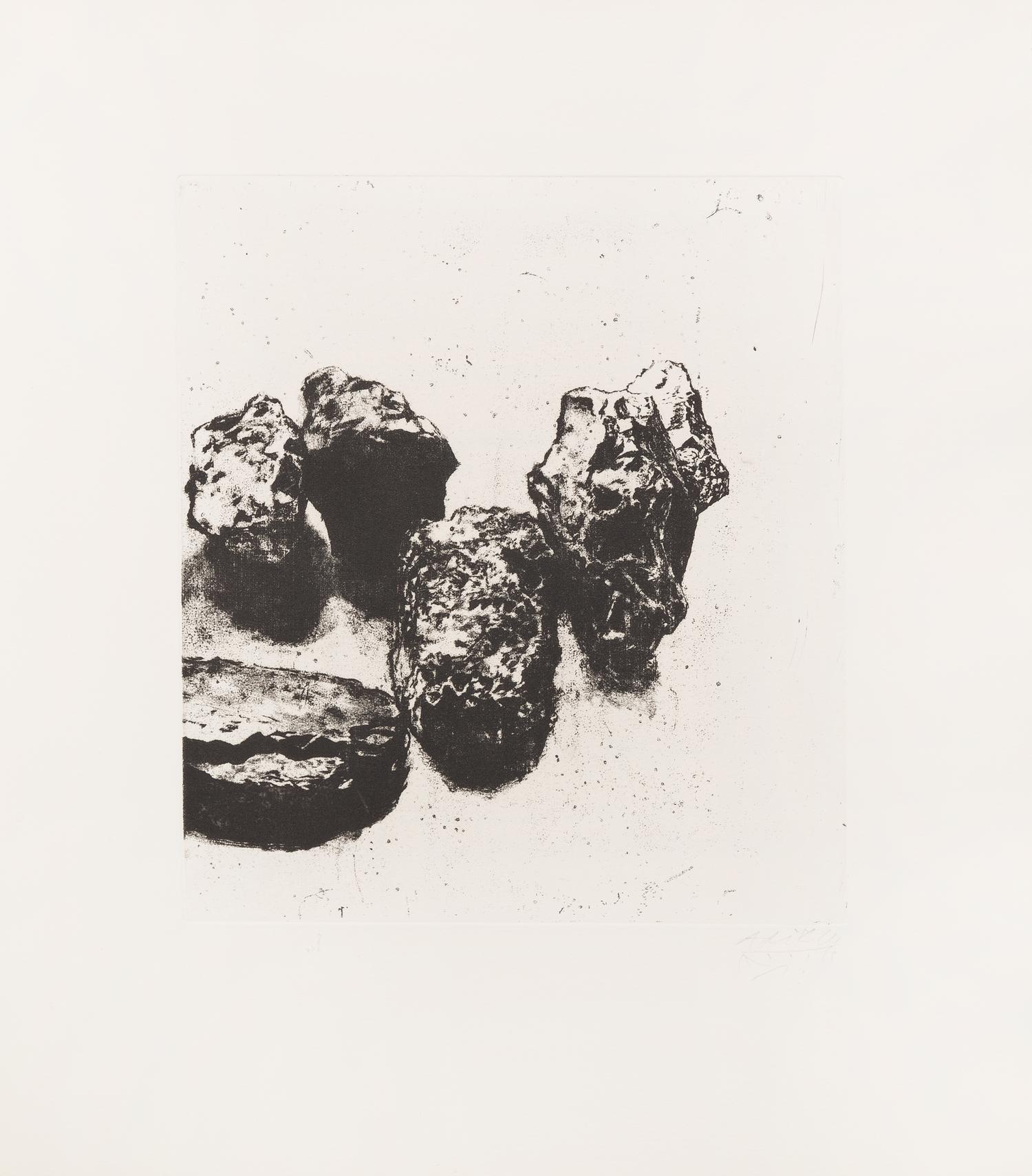Avigdor Arikha, (Israeli, 1929-2010), Au loin un oiseau, 1973 (complete portfolio of 5 etchings)