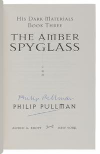 PULLMAN, Philip. [His Dark Materials trilogy:] The Golden Compass . — The Subtle Knife . — The Amber Spyglass . New York: Alfred A. Knopf, 1996-1997-2000.