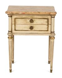 A Louis XVI Style Painted Marble-Top Side Table