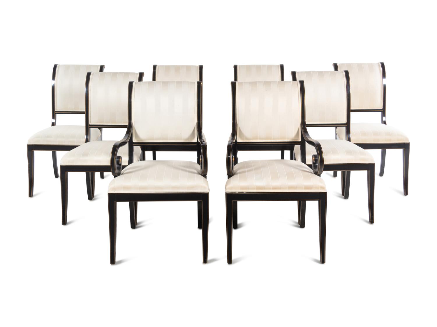 A Set of Eight Kindel Ebonized Dining Chairs