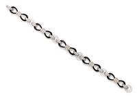 An 18 Karat White Gold, Diamond, Onyx and Rock Crystal Bracelet, 11.00 dwts.