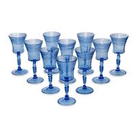 A Set of Ten Steuben Threaded Glass Wine Stems