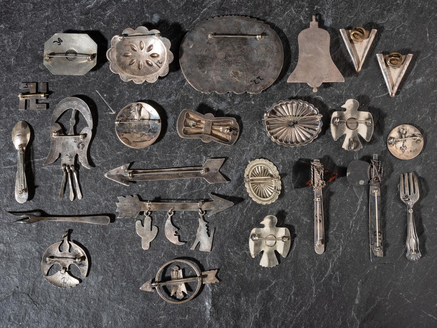 Navajo and Southwestern-style Pins, Pendants, and Collar Tips