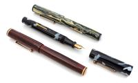 A Collection of Three Vintage Waterson Fountain Pens Length of longest 5 1/2 inches.