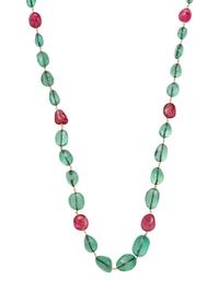 EMERALD AND SPINEL BEAD NECKLACE