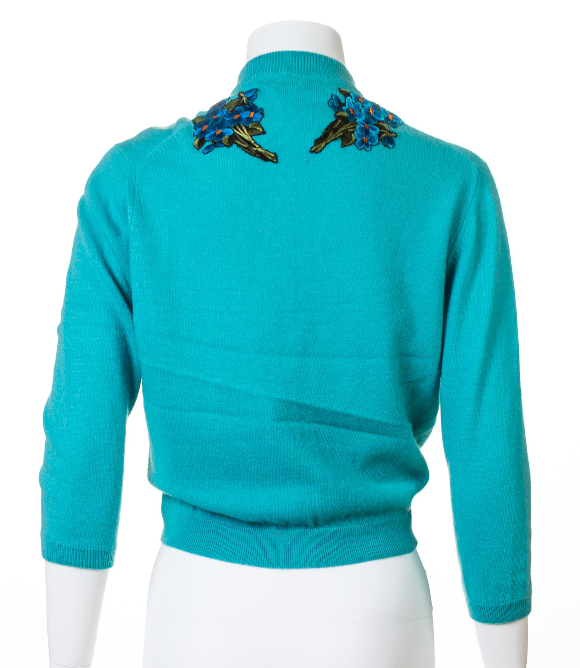 A Braemar Turquoise Cashmere Cardigan Sweater, No size.