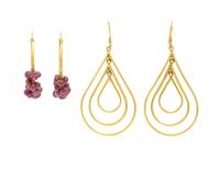 TWO PAIRS OF YELLOW GOLD EARRINGS