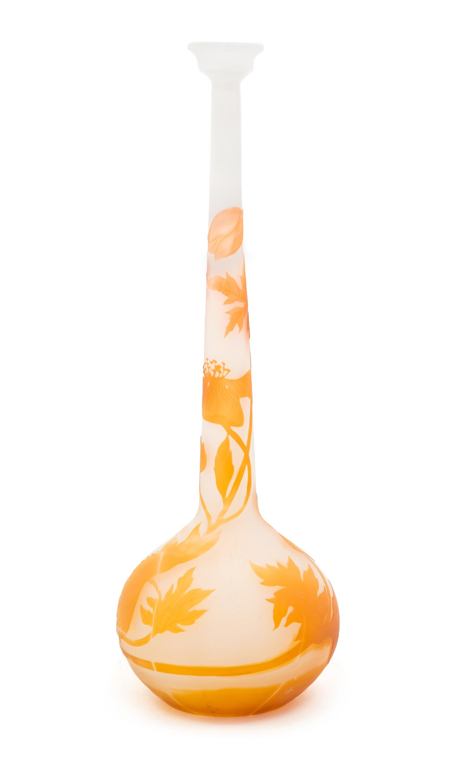Emile Galle, (French, 1846-1904), a cameo glass vase, of bottle form