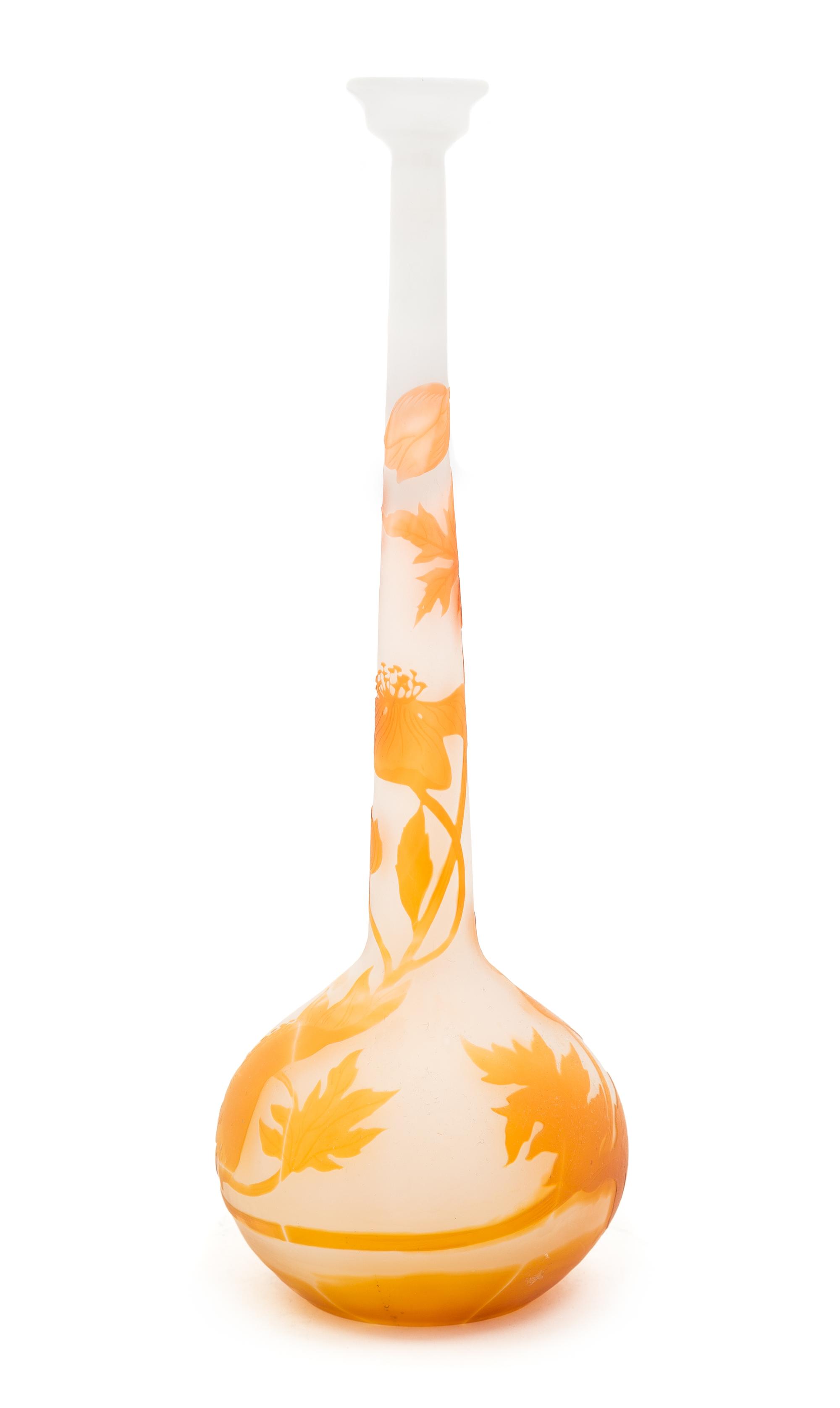 Emile Galle, (French, 1846-1904), a cameo glass vase, of bottle form
