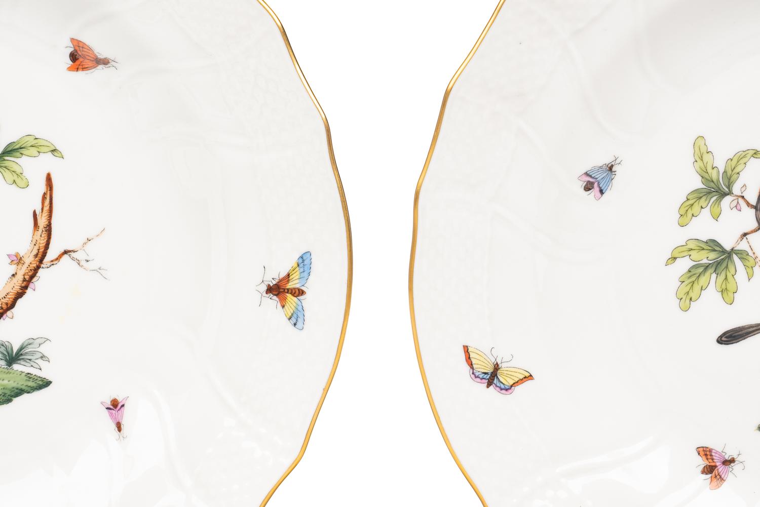 A Set of Twelve Herend Rothschild Bird Porcelain Pasta Plates