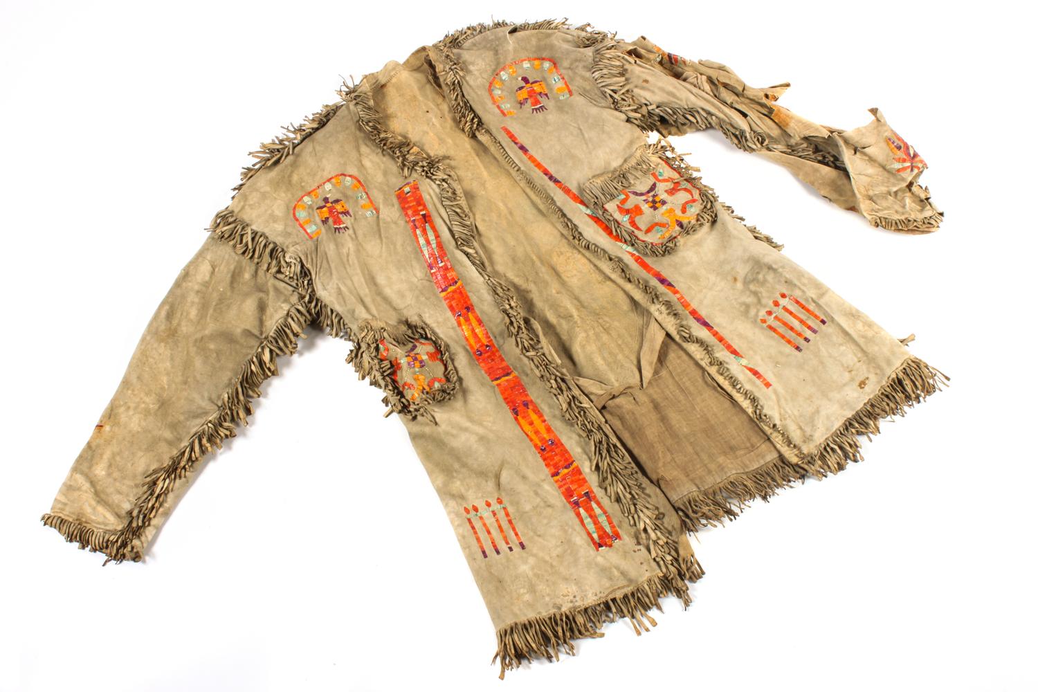 Plains Area Quilled Hide Coat Length 35 1/2 x width 23 inches — Late 19th Century