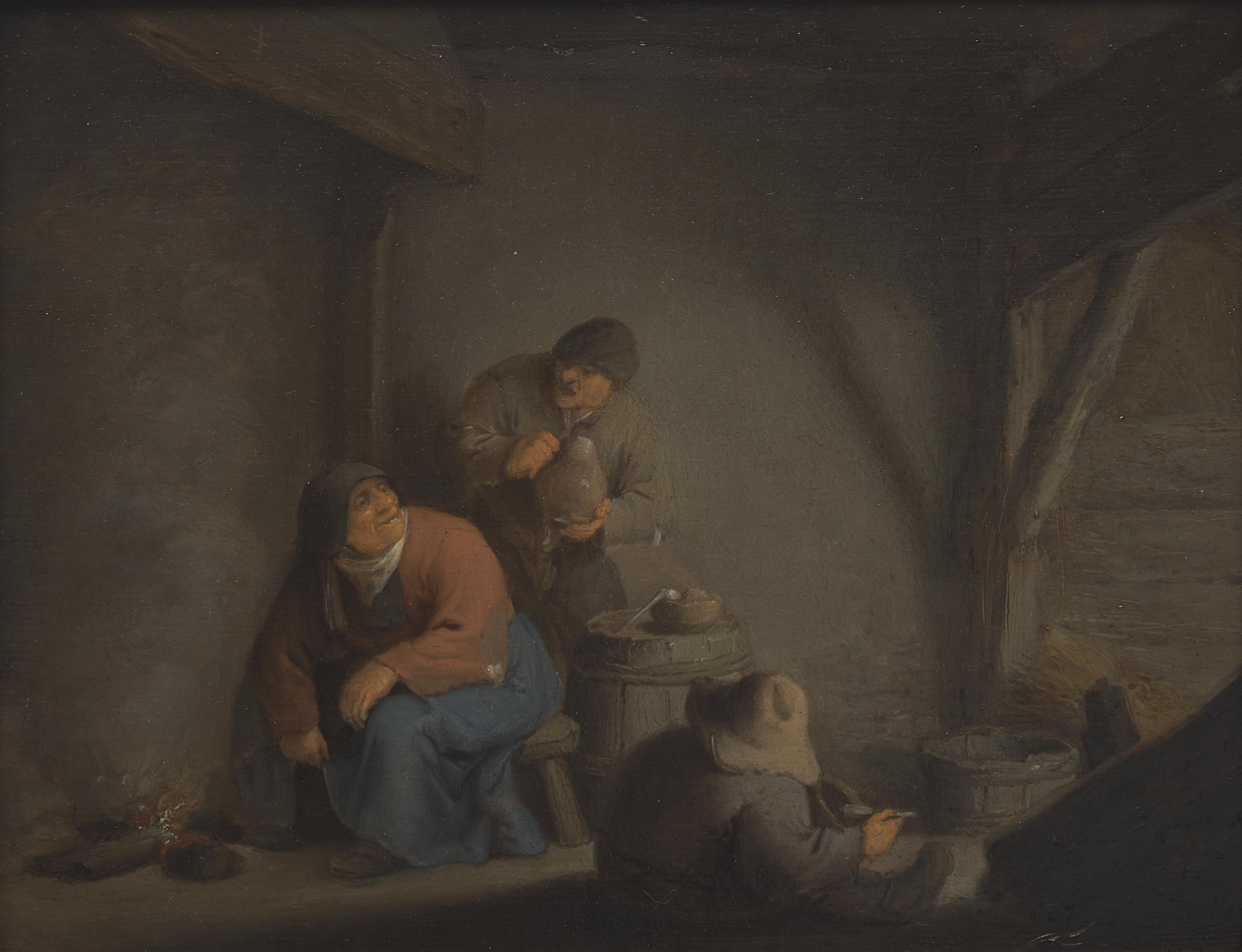 Circle of Adriaen Jansz van Ostade (Dutch, 1610-1685) — Peasants Drinking and Smoking in an Inn