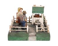 A Folk Art Farm Sculpture Height 7 1/2 x width 11 x depth 11 inches