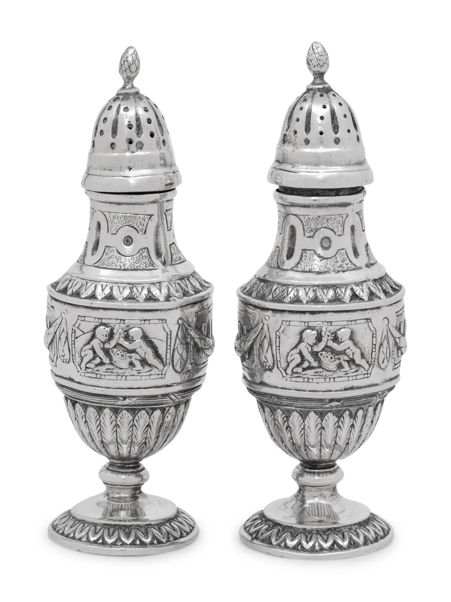 A Pair of Italian Silver Shakers
