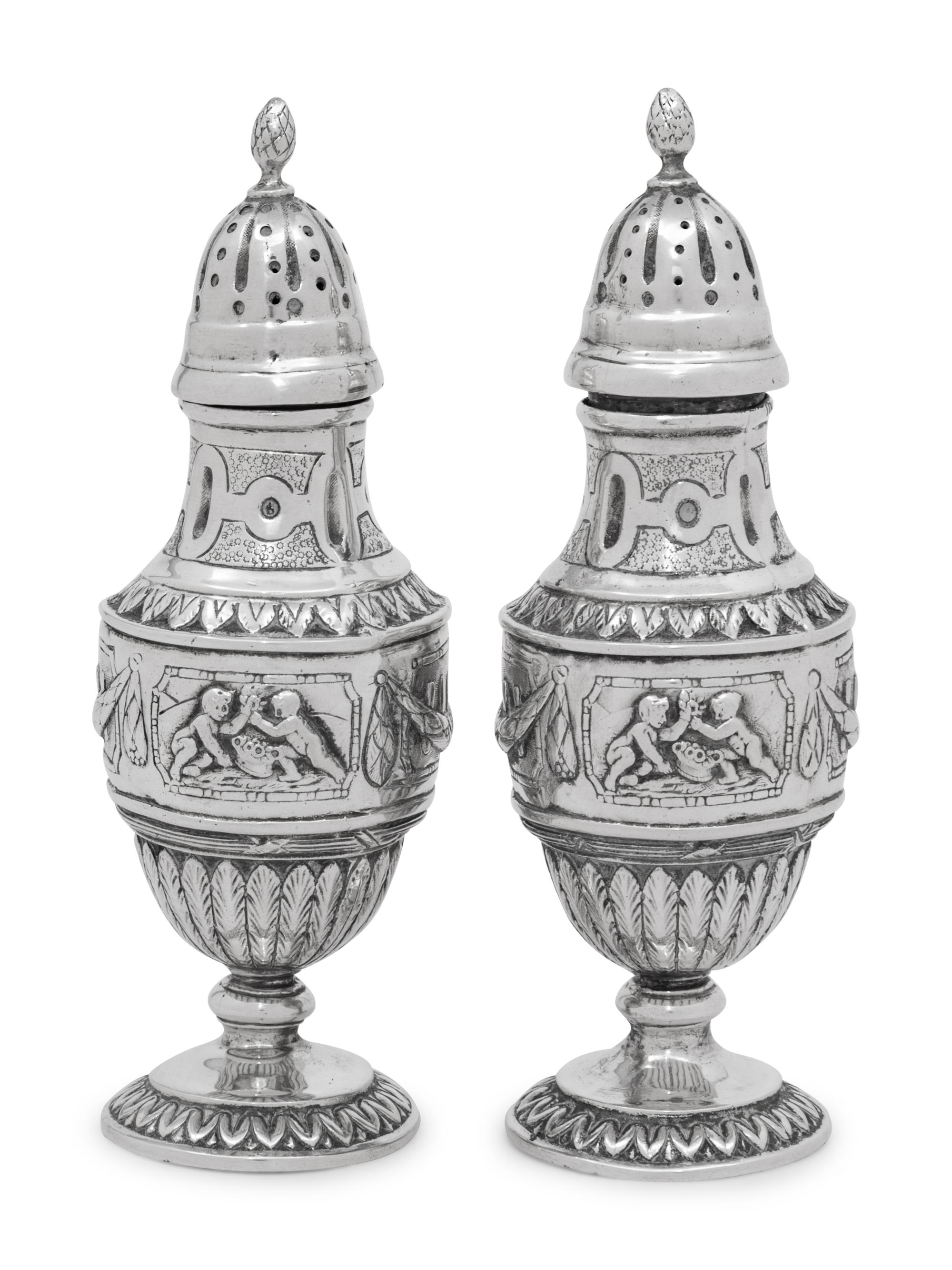 A Pair of Italian Silver Shakers