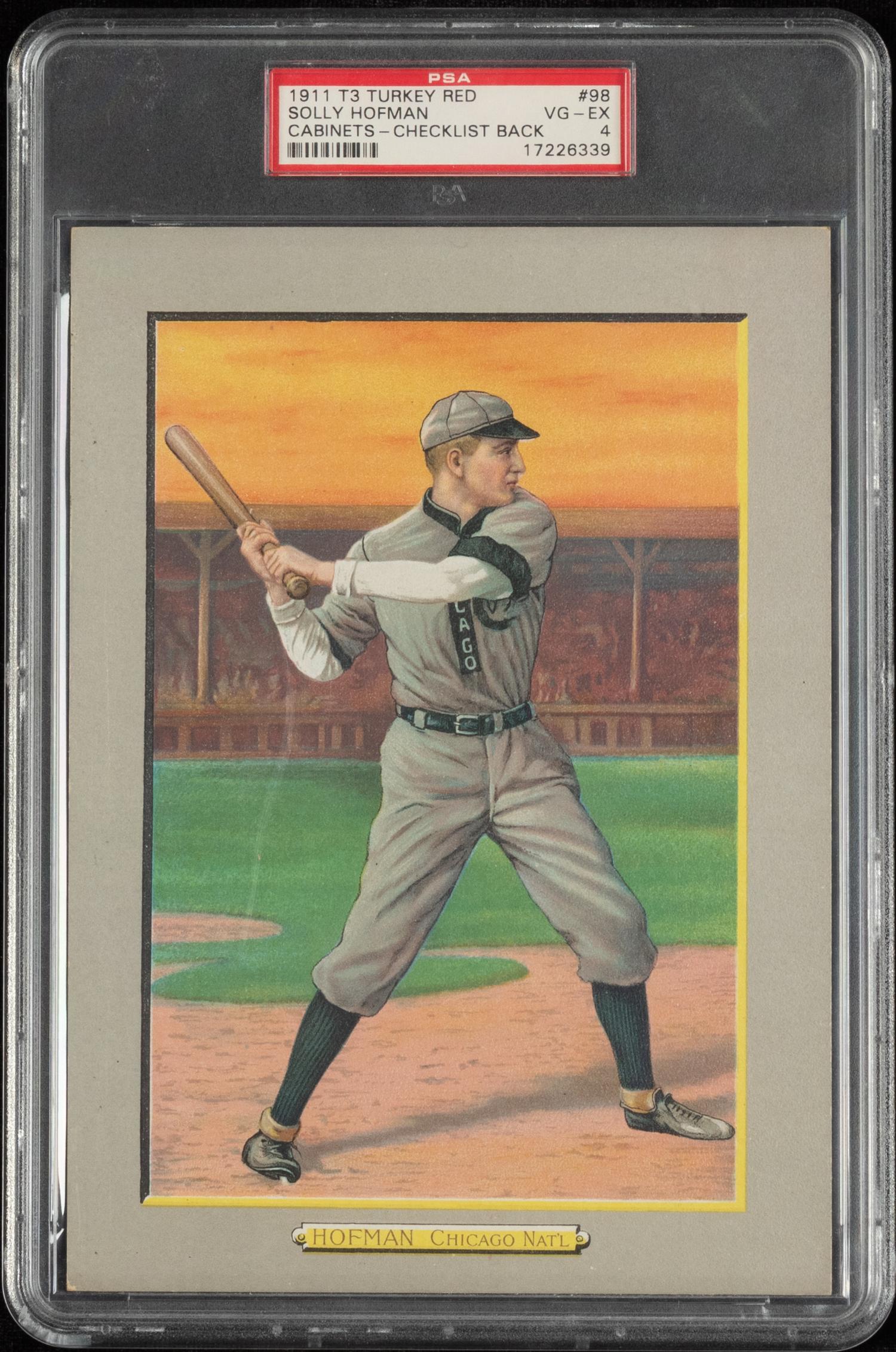 A 1911 T3 Turkey Red Cabinets Solly Hofman Baseball Card (PSA 4 VG-EX) Checklist Back