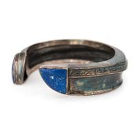 Southwestern-Style Silver and Sodalite Cuff Bracelet, with Syllabics
