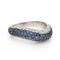 Sapphire, Diamond, and White Gold Wave Ring