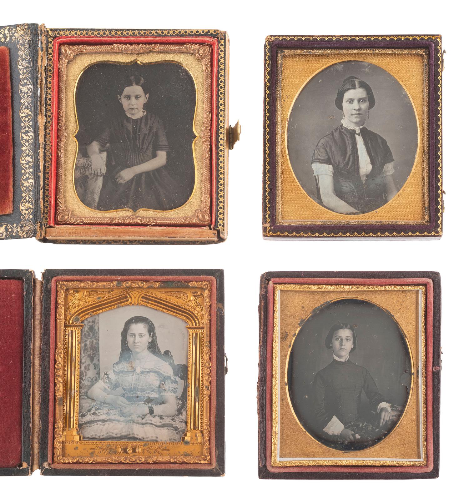[EARLY PHOTOGRAPHY]. 26 sixth plate daguerreotypes of girls and young ladies.