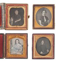 [EARLY PHOTOGRAPHY]. 26 sixth plate daguerreotypes of girls and young ladies.