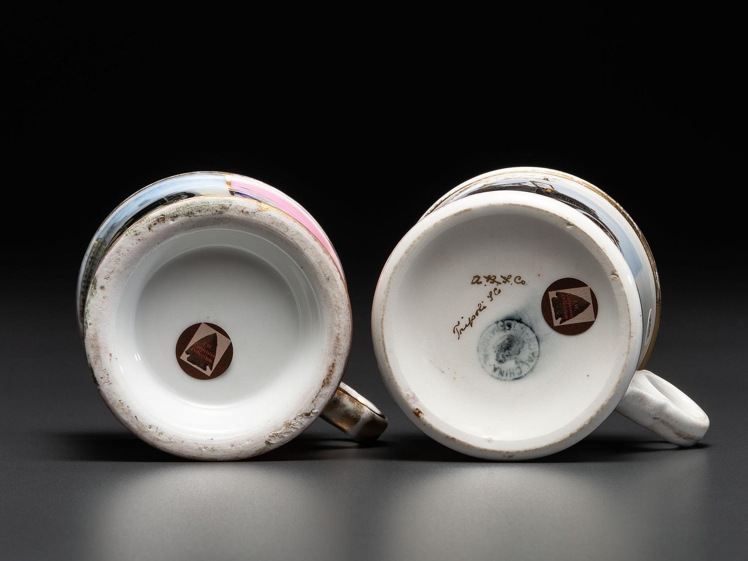 Two Open Touring Car Porcelain Occupational Shaving Mugs