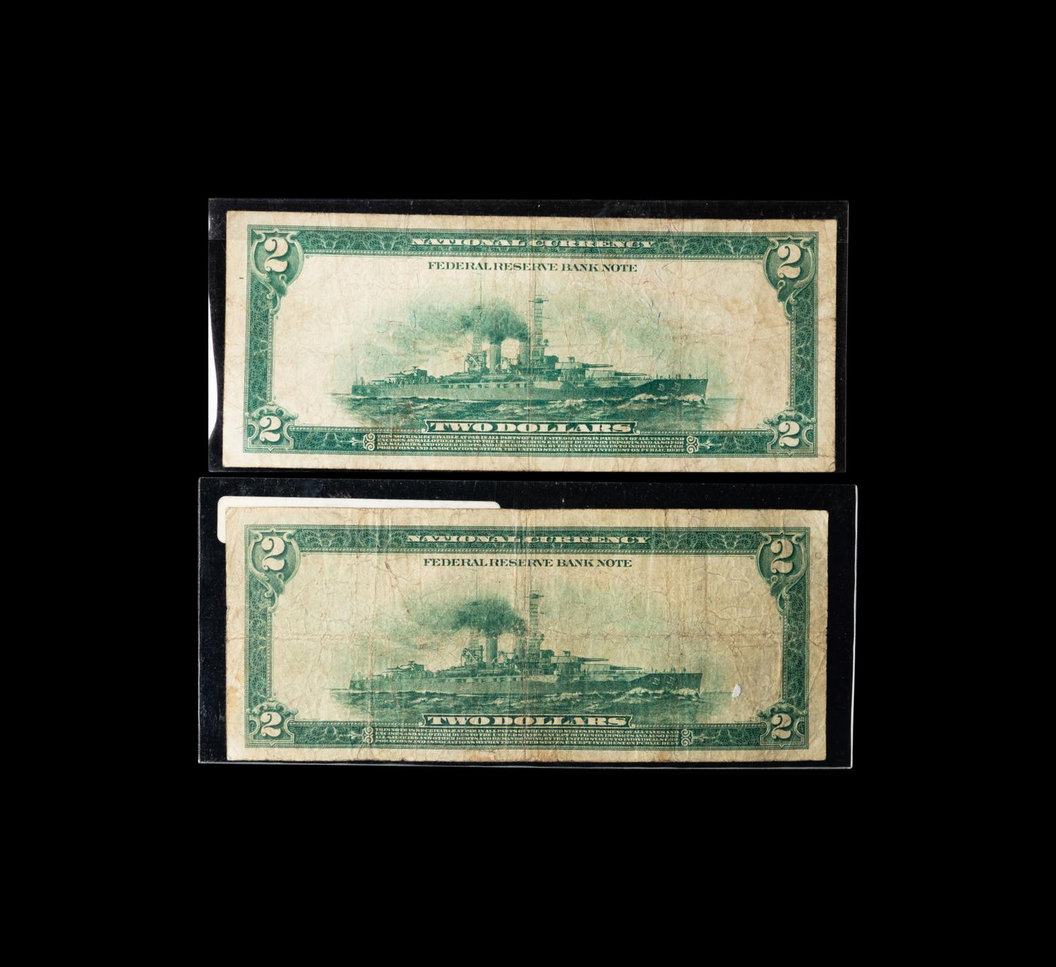 A Group of Two Series 1918 FRBN Battleship $2 Notes