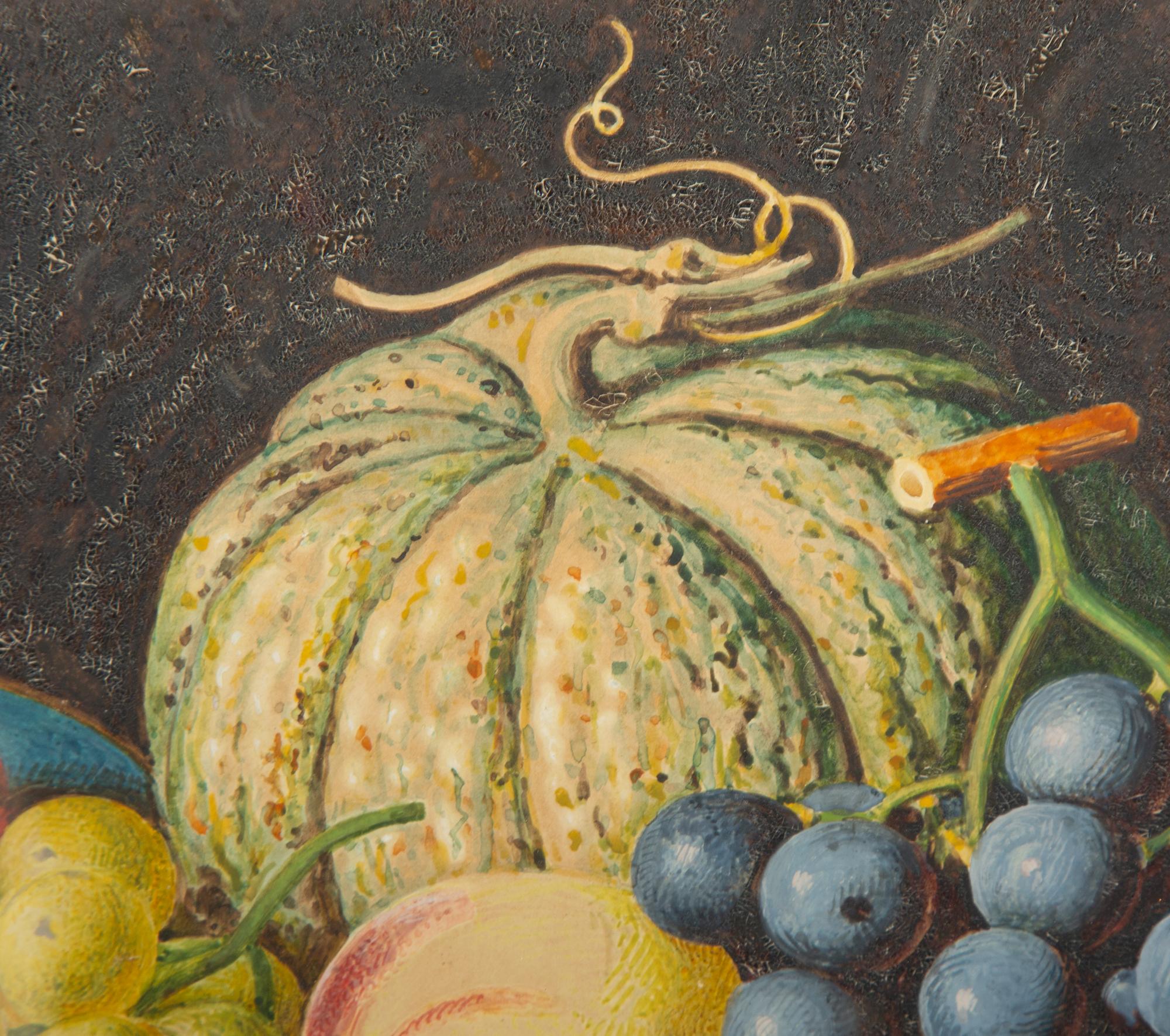 Still Life with Grapes, Peaches, Strawberries and Gourd on a Platter