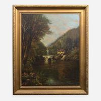 Edmund Darch Lewis (American, 1835-1910) House by the Waterfall