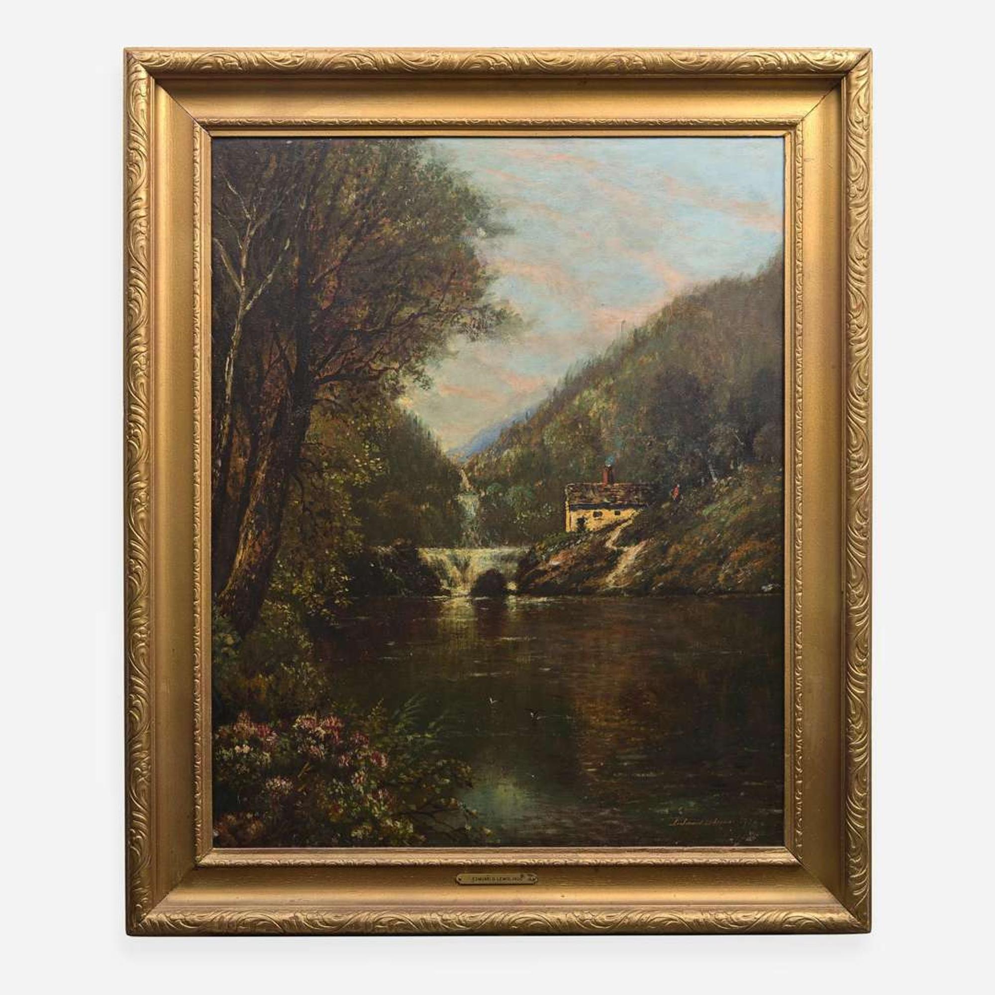 Edmund Darch Lewis (American, 1835-1910) House by the Waterfall
