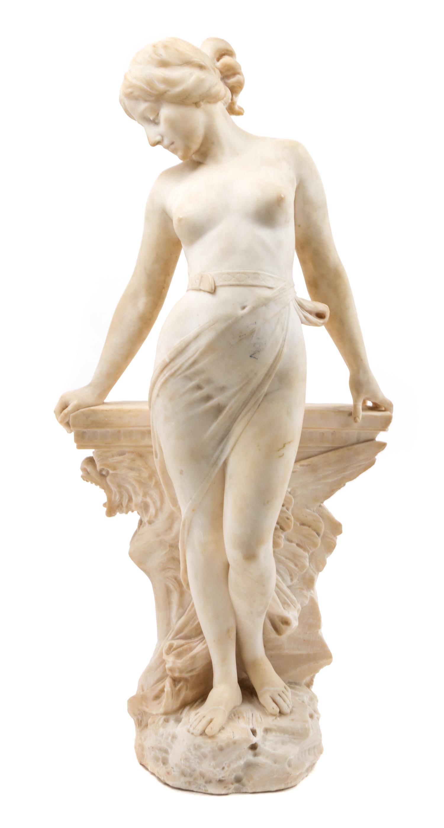 An Italian Alabaster Figure Height 30 inches. — PIETRO BAZZANTI (1842-1881)
