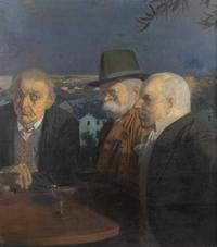 Three Men Drinking within a Landscape
