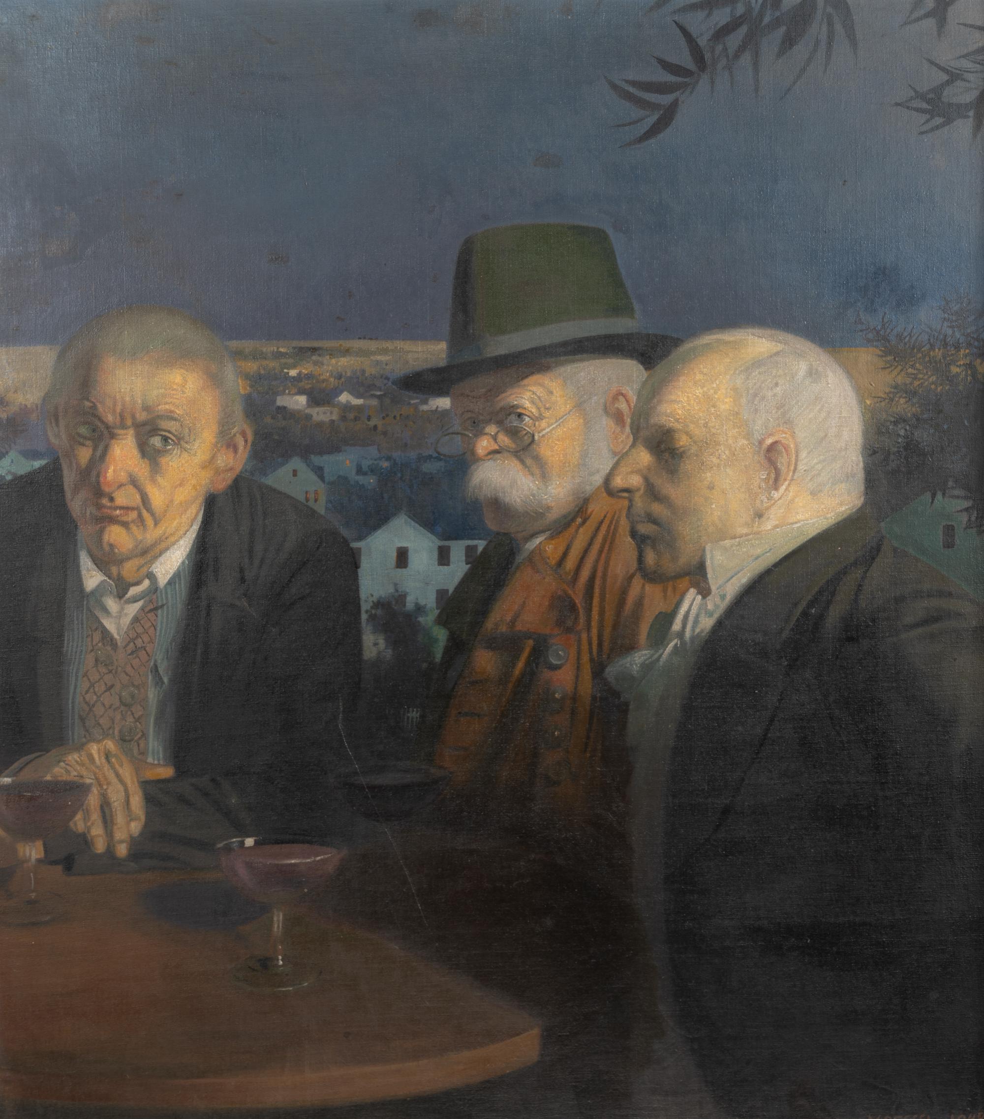 Three Men Drinking within a Landscape