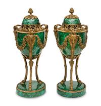 A Pair of Continental Rococo Style Parcel Gilt Bronze Figural Fruit Baskets
