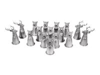 A Set of Sixteen Boar and Stag Head Silver-Plate Stirrup Cups