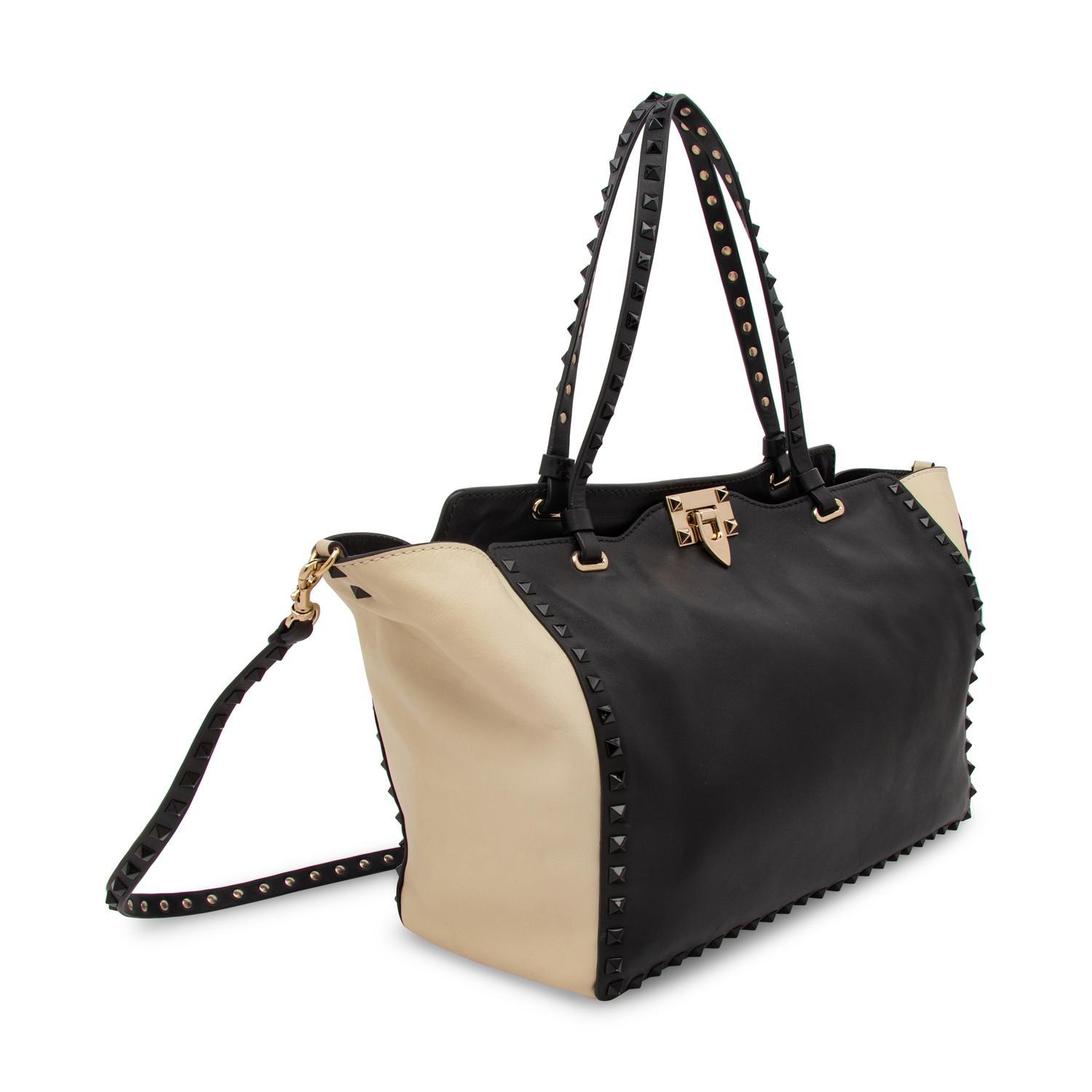 Valentino, Black & White Medium Rockstud Tote