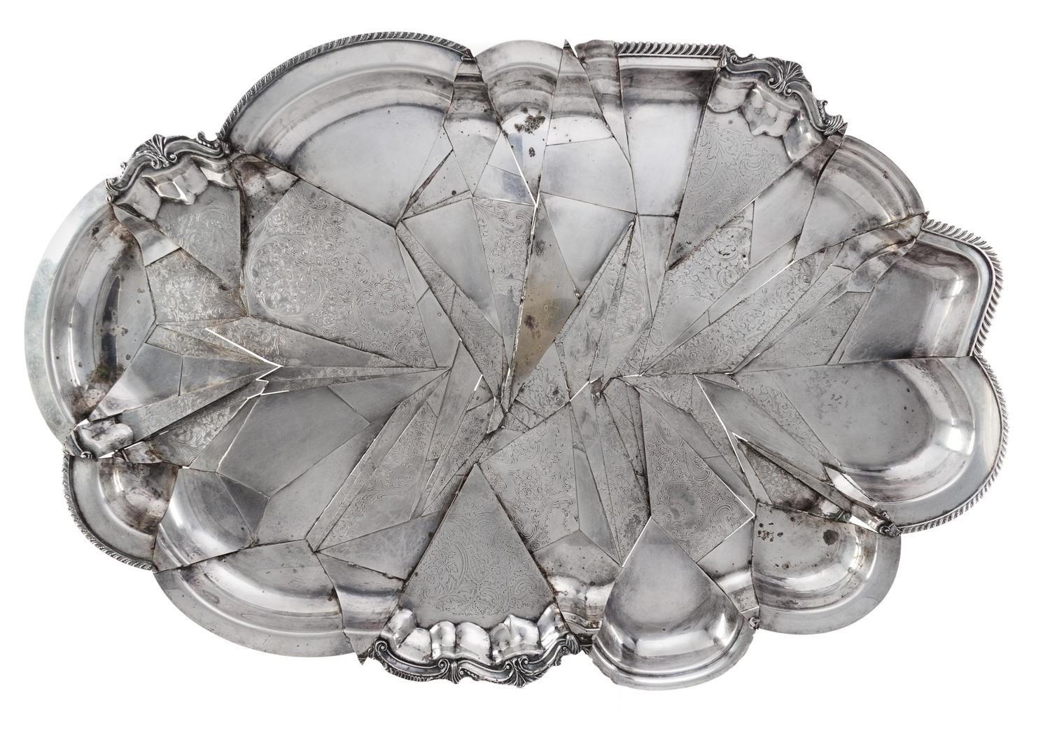A Jaydan Moore Silverplated Platter 24 x 36 x 2 inches. — Platter #1, 2011