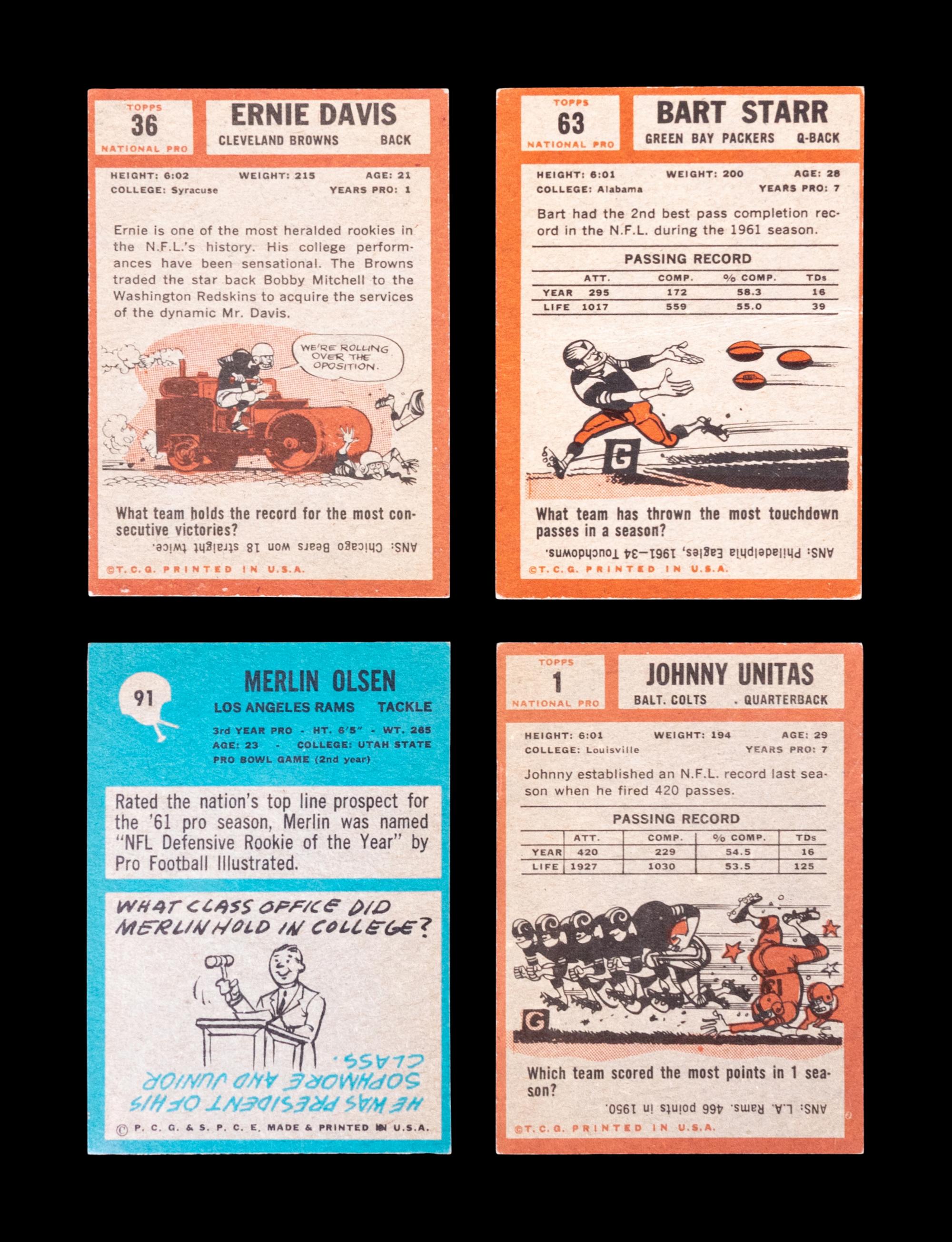 A Large Group of 1960s Topps and Philadelphia Football Cards Including Multiple Hall of Famers