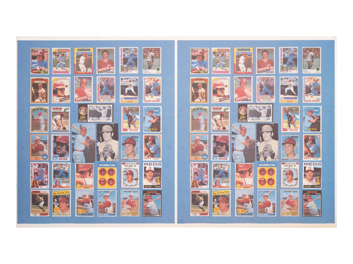 A Group of Five Uncut Sheets of 1985 Pete Rose Baseball Cards