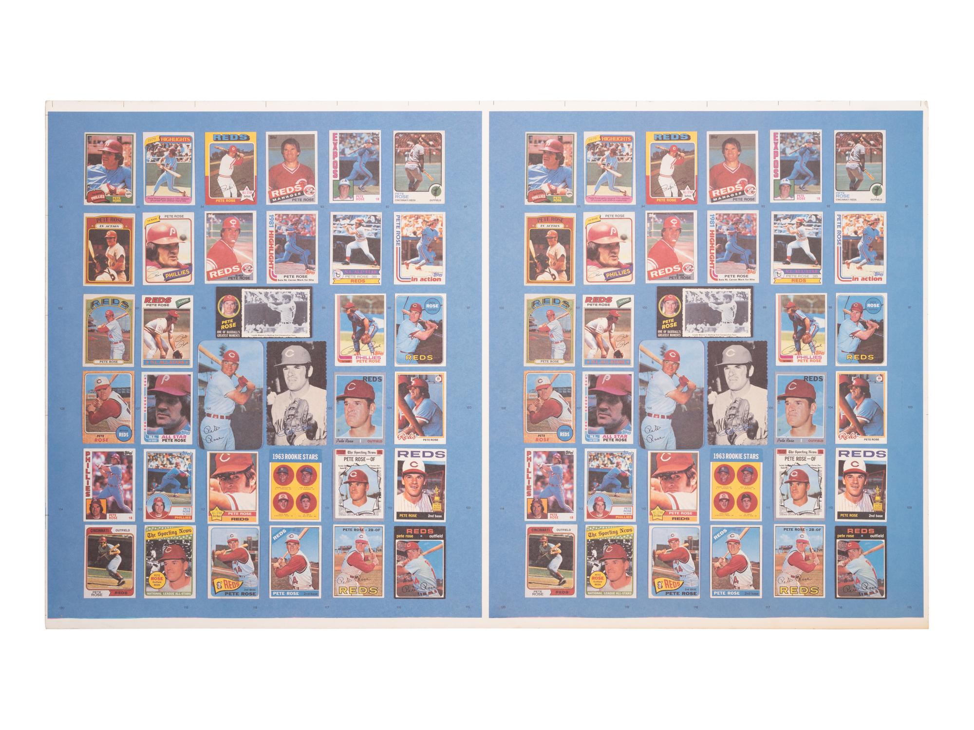 A Group of Five Uncut Sheets of 1985 Pete Rose Baseball Cards