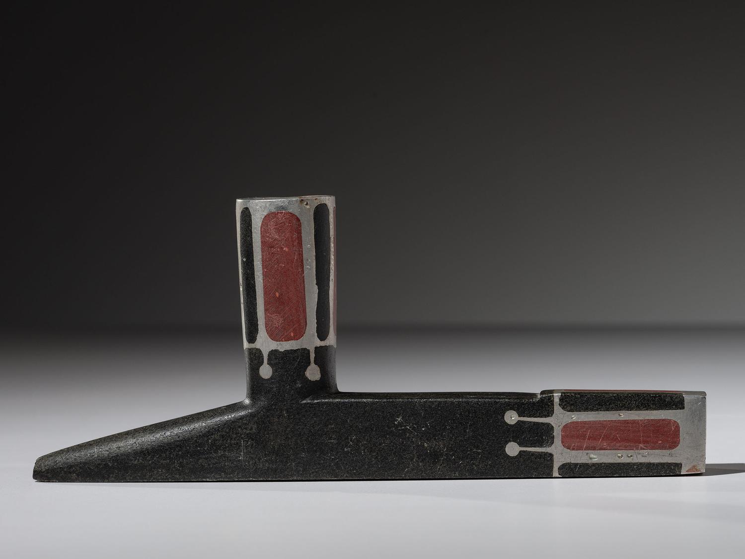 Western Great Lakes Steatite Pipe Bowl, with Inlay