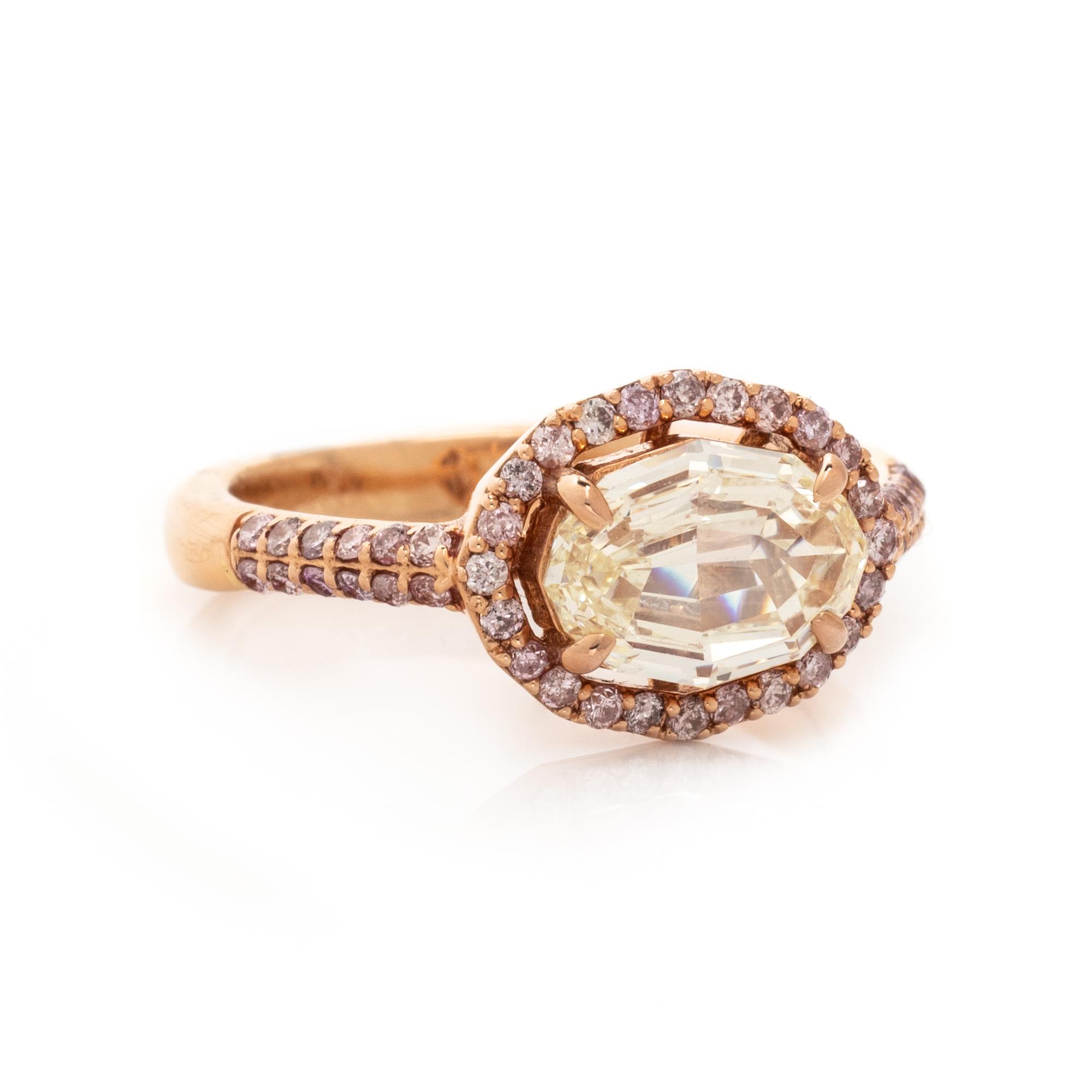 YELLOW DIAMOND AND PINK DIAMOND RING