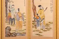 A Korean Eight-Panel Embroidered Silk Screen