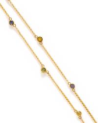 YELLOW GOLD AND MULTICOLOR SAPPHIRE STATION NECKLACE