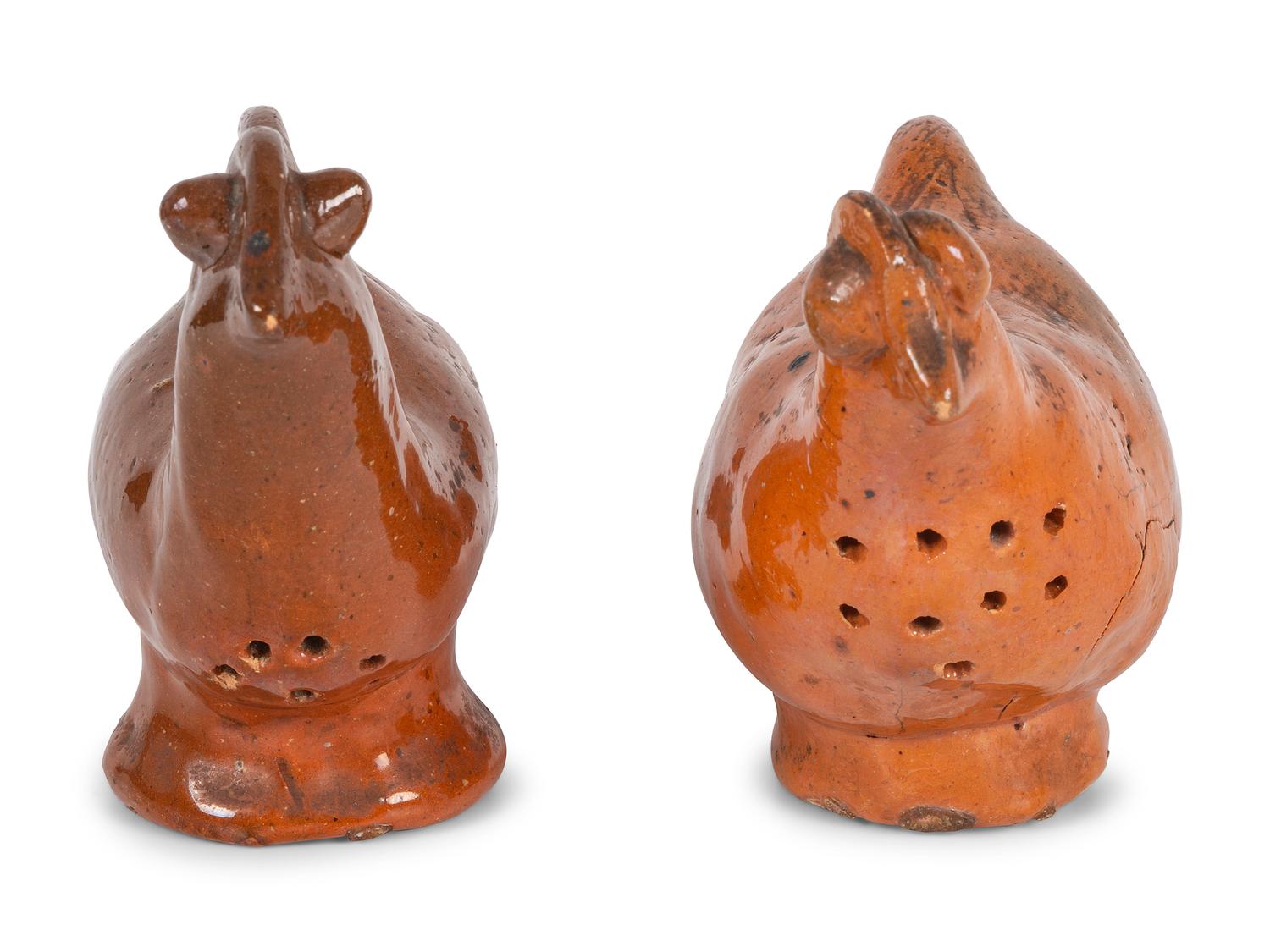 Two Jugtown Pottery Chicken Shakers
