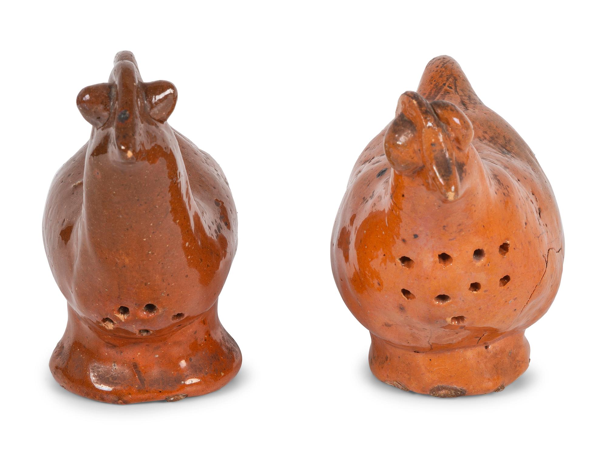 Two Jugtown Pottery Chicken Shakers