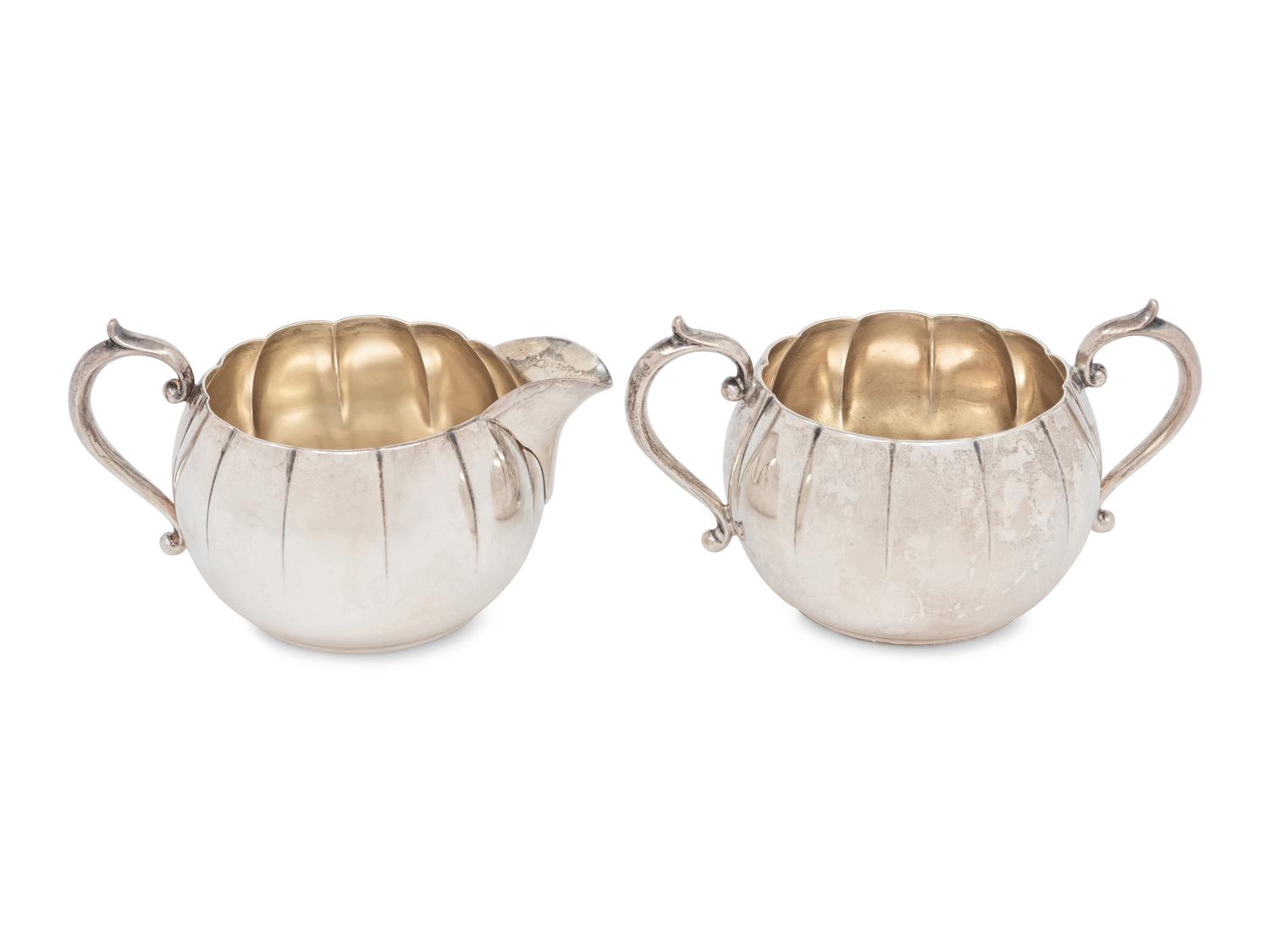 An American Silver Creamer and Sugar Set